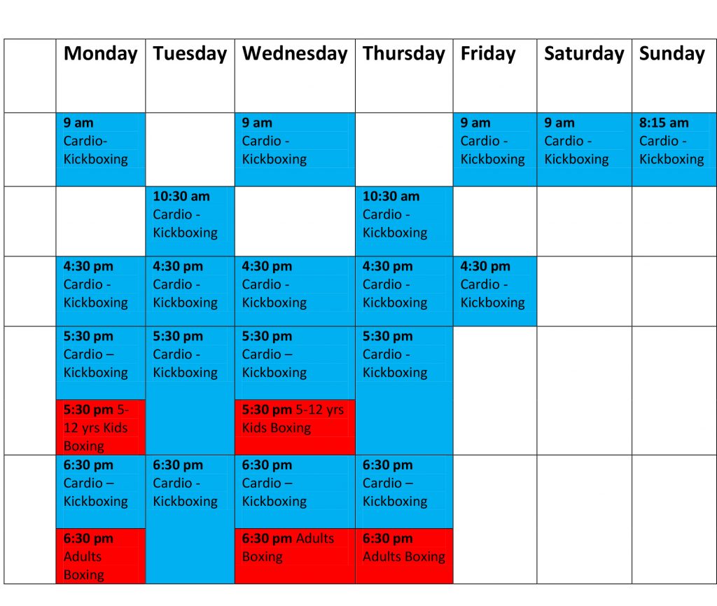 SCHEDULE | Knockout Boxing